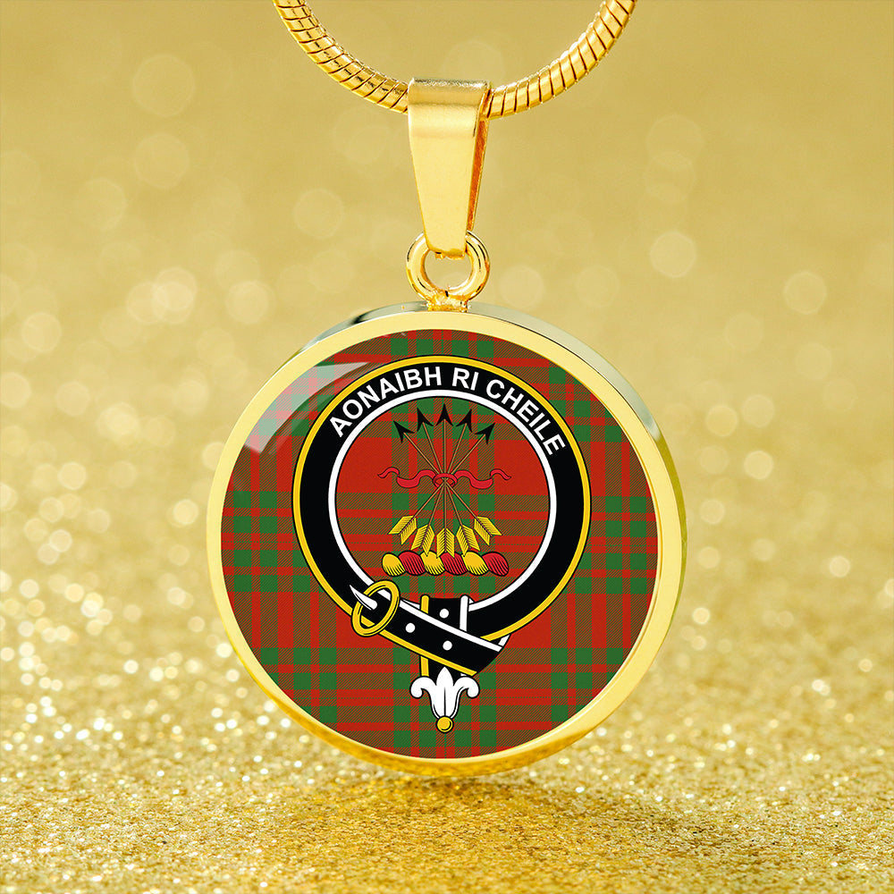 Cameron Cave Plaid Ancient 2 Tartan Crest Circle Necklace