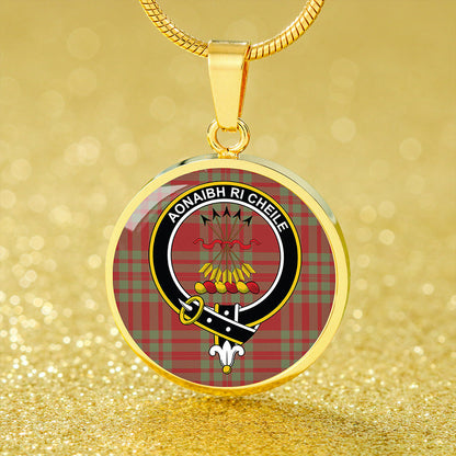 Cameron Cave Plaid Weathered 2 Tartan Crest Circle Necklace