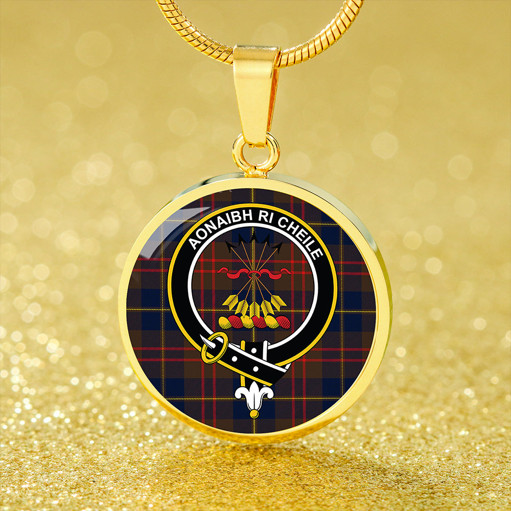 Cameron Hunting Modern 2 Tartan Crest Circle Necklace