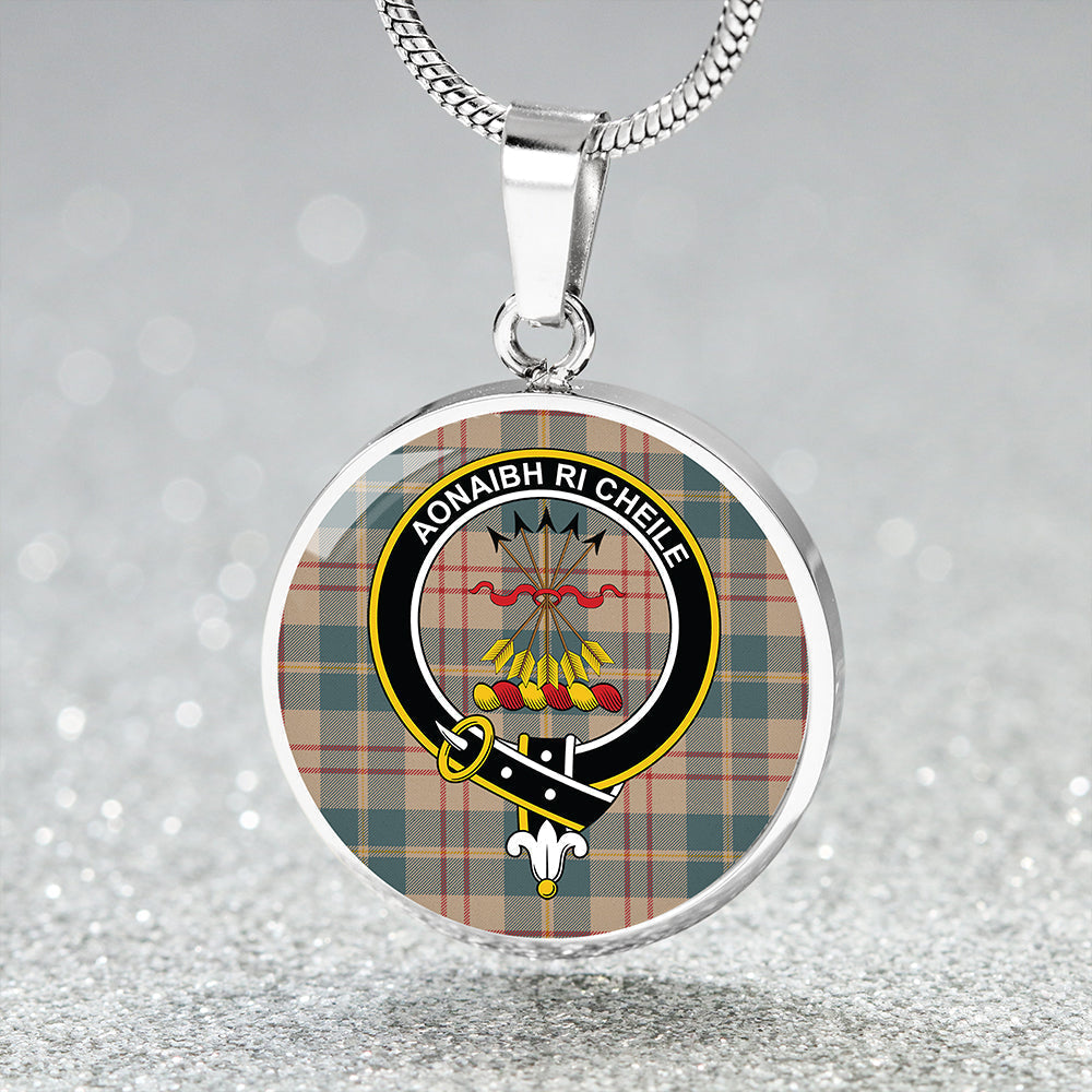 Cameron Hunting Weathered 2 Tartan Crest Circle Necklace