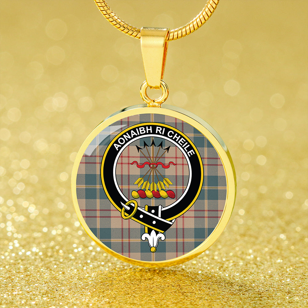 Cameron Hunting Weathered 2 Tartan Crest Circle Necklace