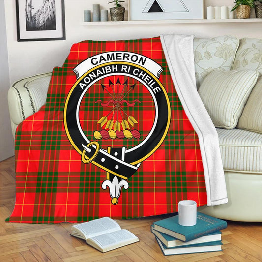 Cameron Modern Tartan Crest Premium Blanket