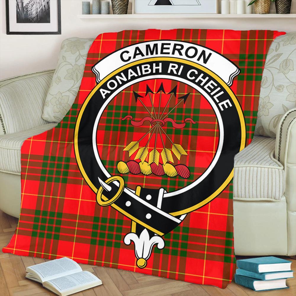 Cameron Modern Tartan Crest Premium Blanket