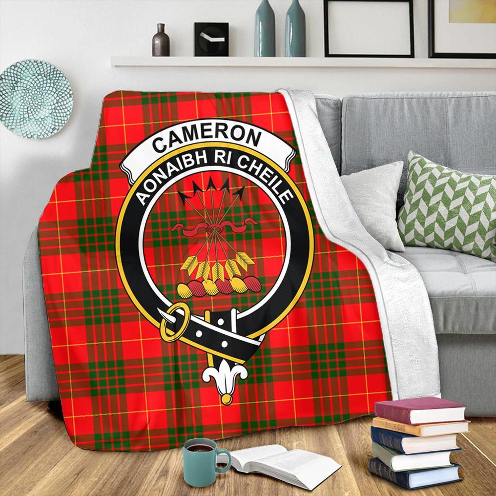 Cameron Modern Tartan Crest Premium Blanket