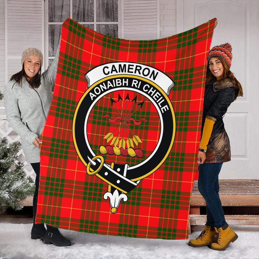 Cameron Modern Tartan Crest Premium Blanket