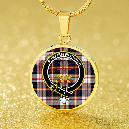 Cameron of Erracht Dress Modern 2 Tartan Crest Circle Necklace