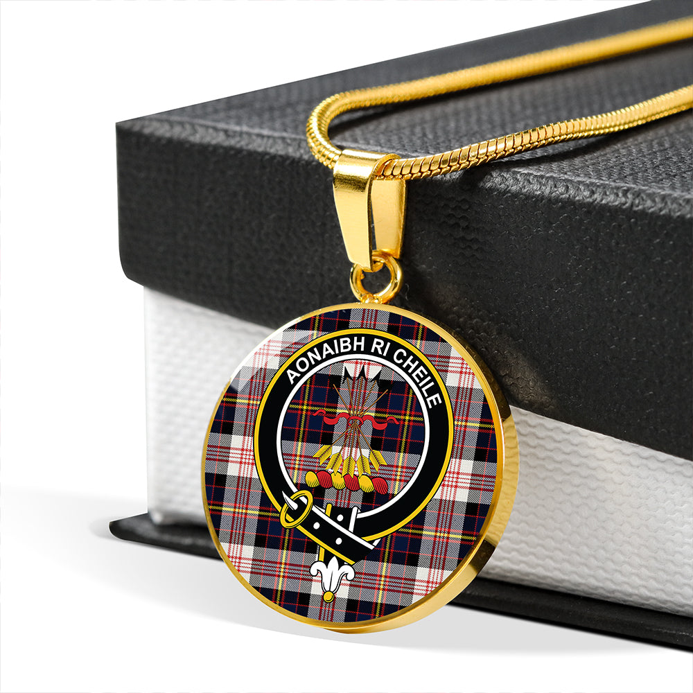 Cameron of Erracht Dress Modern 2 Tartan Crest Circle Necklace