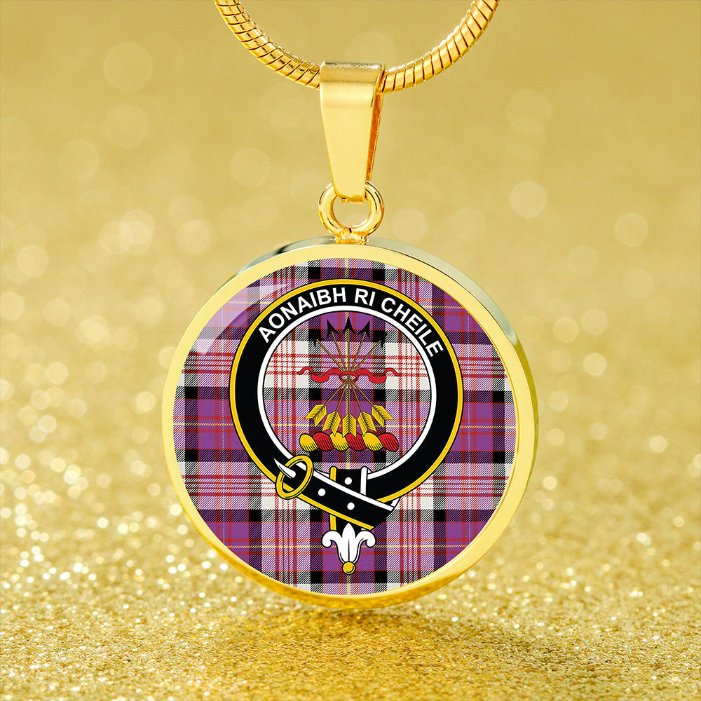 Cameron of Erracht Dress #2 Ancient 2 Tartan Crest Circle Necklace