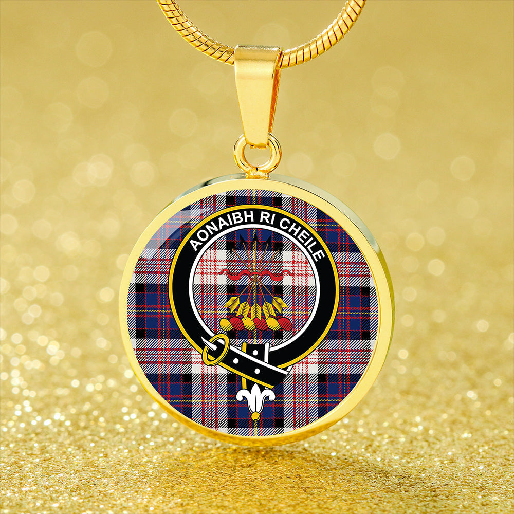 Cameron of Erracht Dress #2 Modern 2 Tartan Crest Circle Necklace