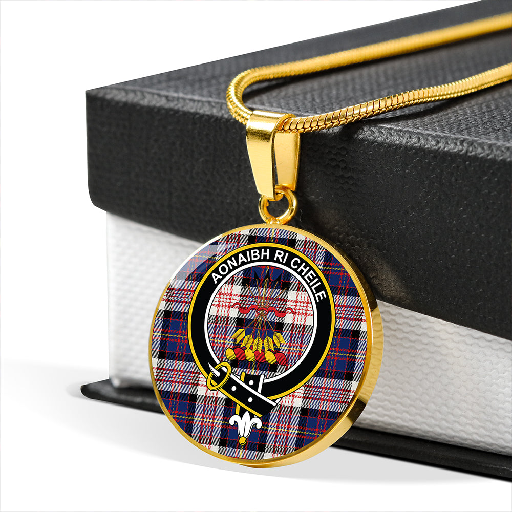 Cameron of Erracht Dress #2 Modern 2 Tartan Crest Circle Necklace