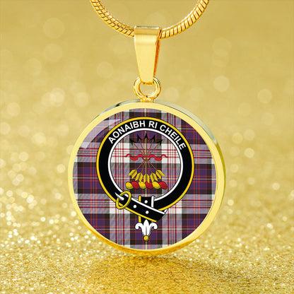 Cameron of Erracht Dress #2 Weathered 2 Tartan Crest Circle Necklace