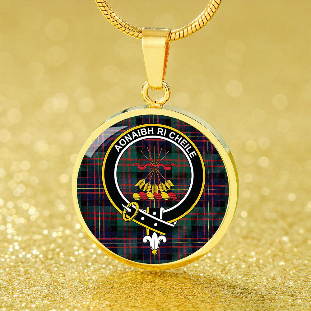 Cameron of Erracht Modern 2 Tartan Crest Circle Necklace