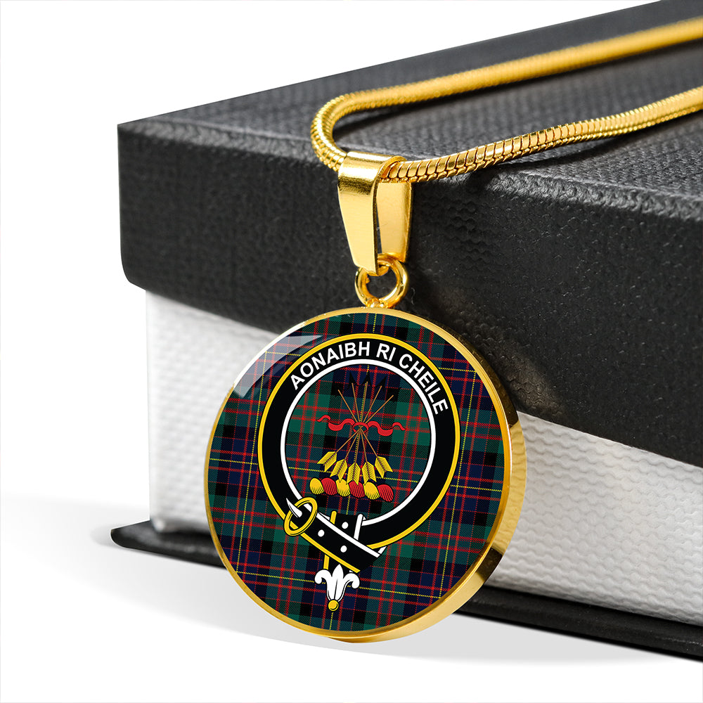 Cameron of Erracht Modern 2 Tartan Crest Circle Necklace