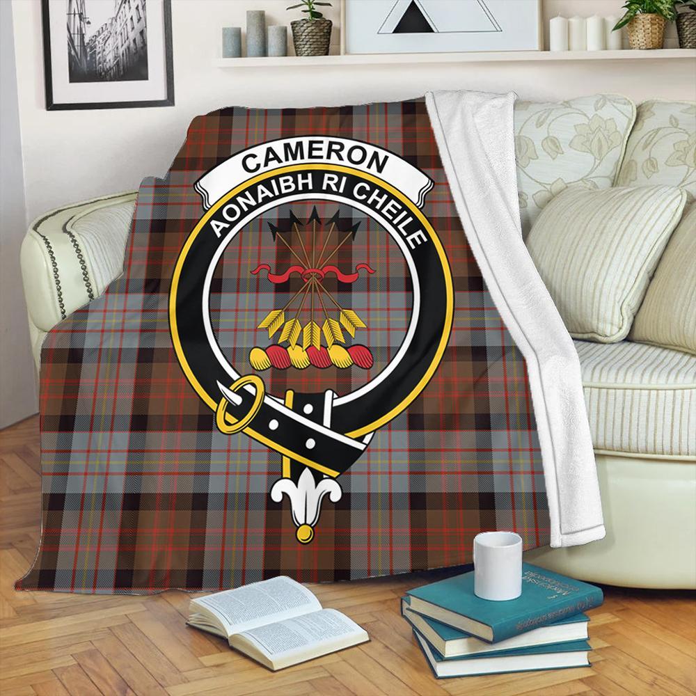 Cameron of Erracht Weathered Tartan Crest Premium Blanket