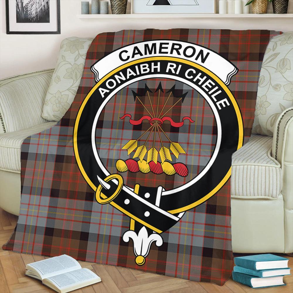 Cameron of Erracht Weathered Tartan Crest Premium Blanket