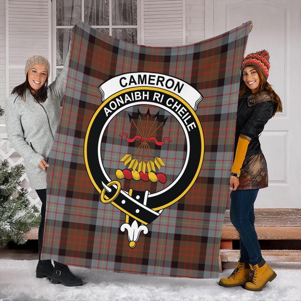 Cameron of Erracht Weathered Tartan Crest Premium Blanket