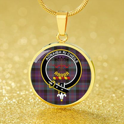 Cameron of Erracht #3 Weathered 2 Tartan Crest Circle Necklace