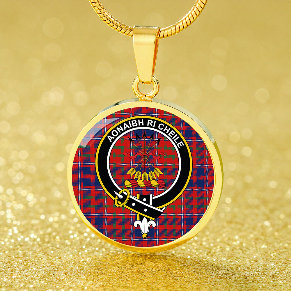 Cameron of Locheil Modern 2 Tartan Crest Circle Necklace