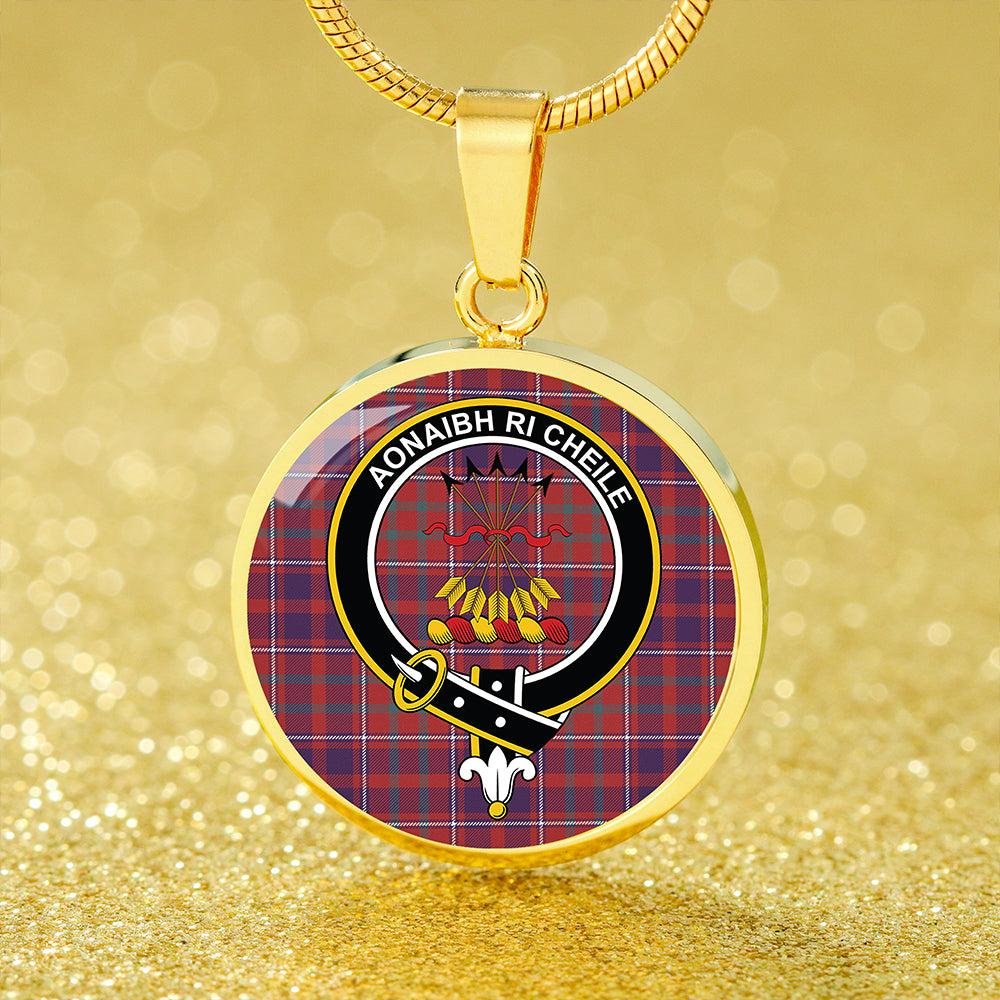 Cameron of Locheil Weathered 2 Tartan Crest Circle Necklace