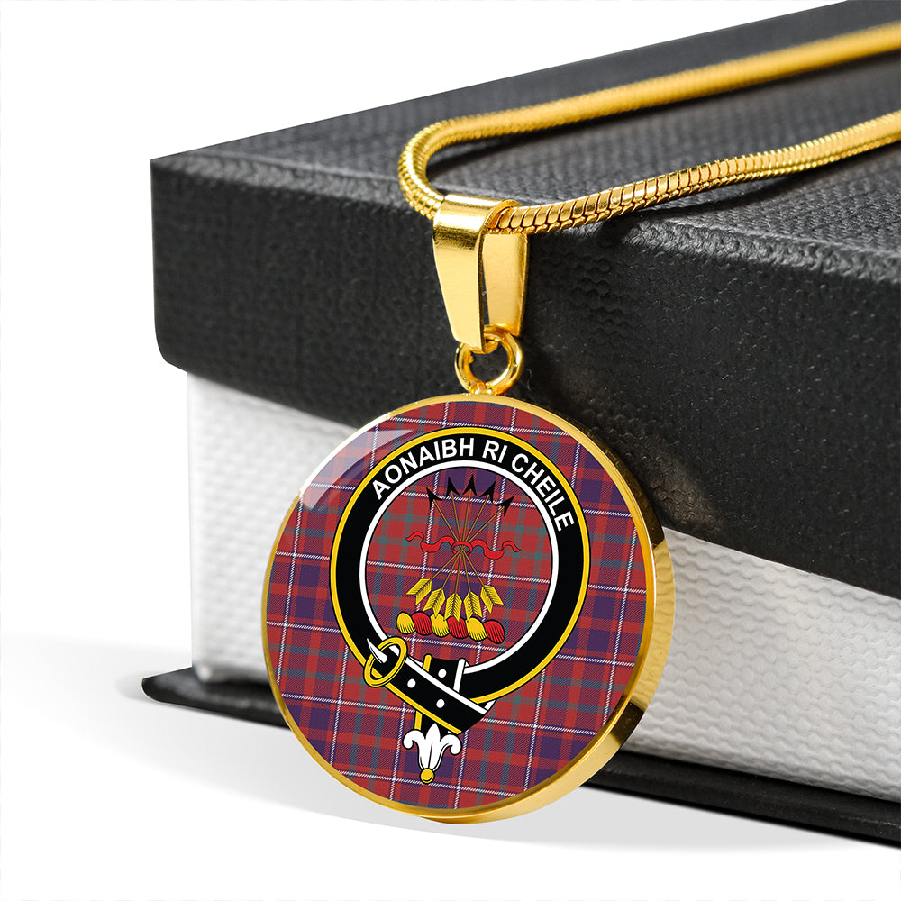 Cameron of Locheil Weathered 2 Tartan Crest Circle Necklace