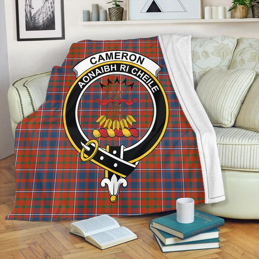 Cameron of Lochiel Ancient Tartan Crest Premium Blanket