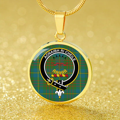 Cameron of Lochiel Hunting Ancient 2 Tartan Crest Circle Necklace