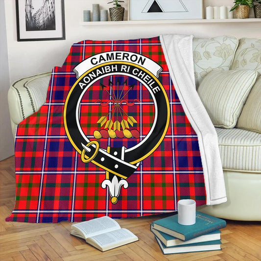 Cameron of Lochiel Modern Tartan Crest Premium Blanket