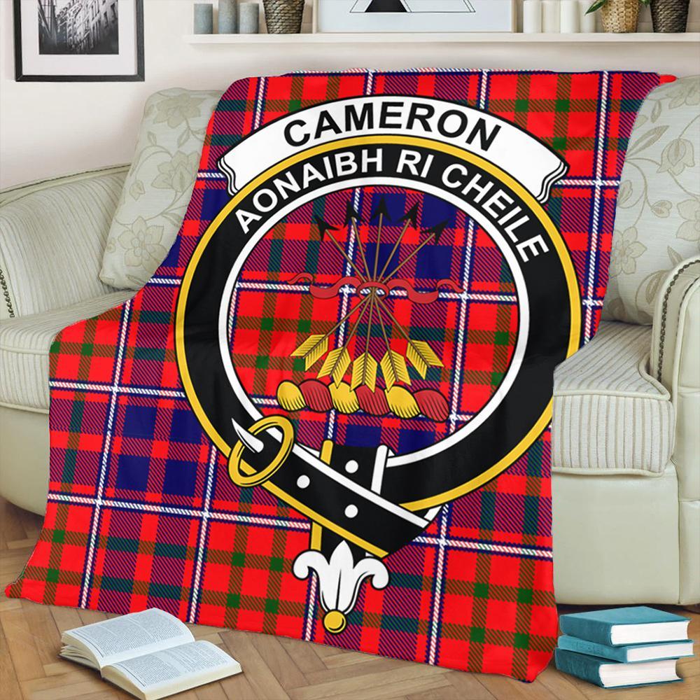 Cameron of Lochiel Modern Tartan Crest Premium Blanket