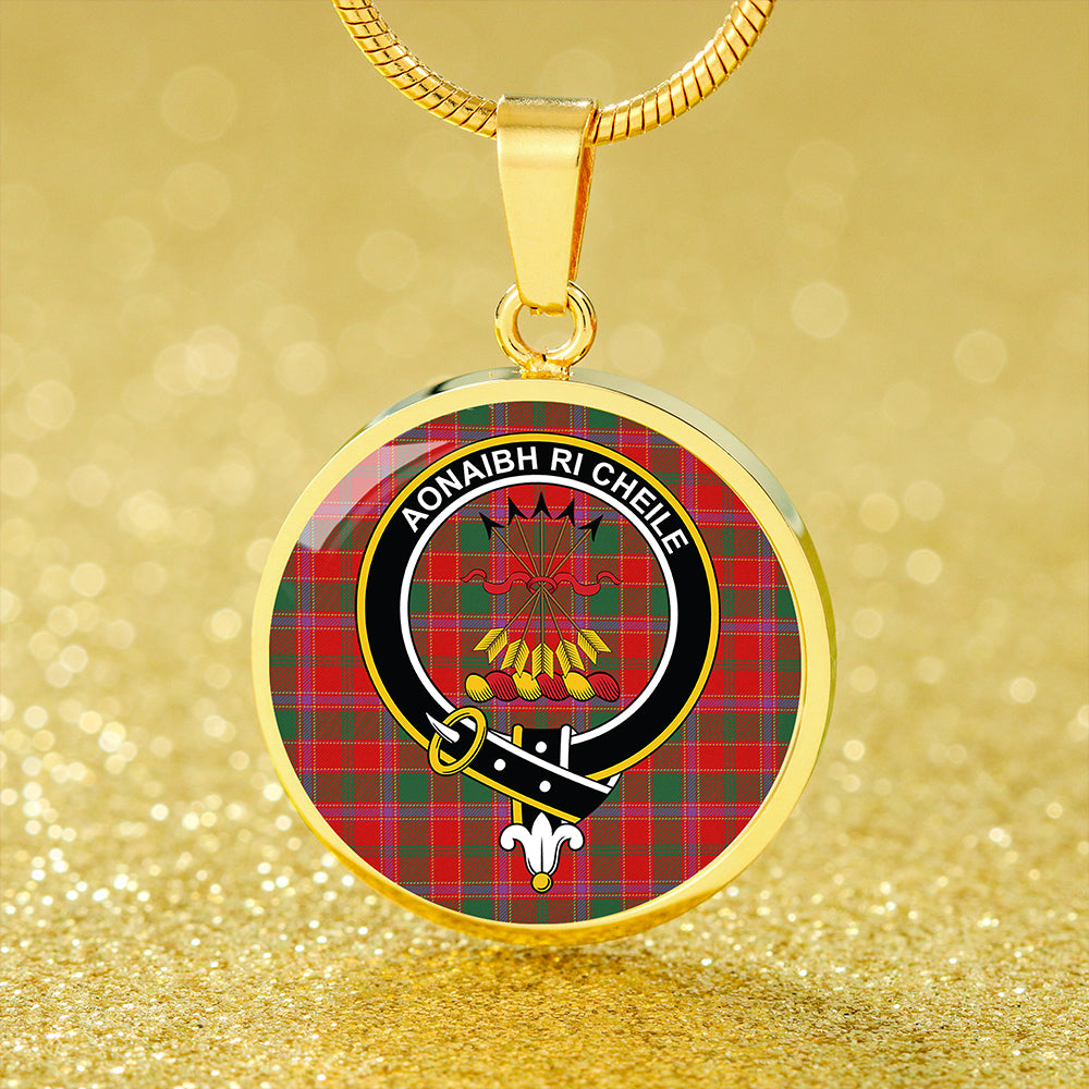 Cameron of Lochiel #2 Modern 2 Tartan Crest Circle Necklace