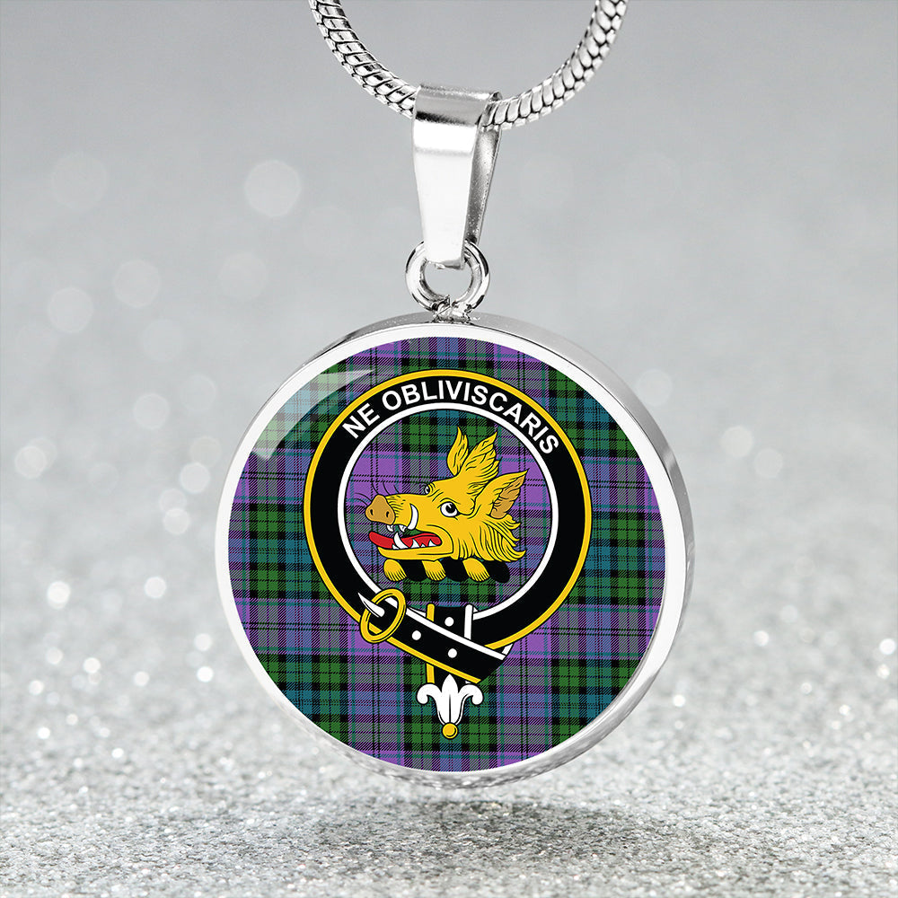 Campbell 42nd Dress Balhousie Ancient 2 Tartan Crest Circle Necklace