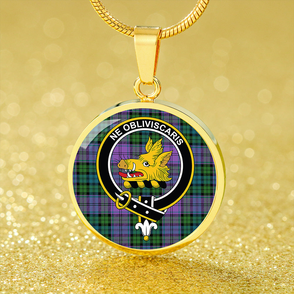 Campbell 42nd Dress Balhousie Ancient 2 Tartan Crest Circle Necklace