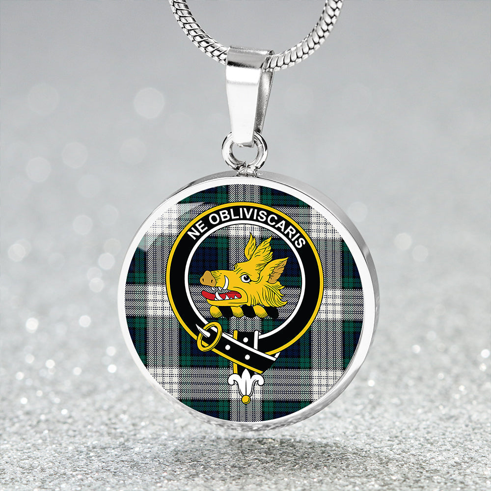 Campbell 42nd Dress Modern 2 Tartan Crest Circle Necklace