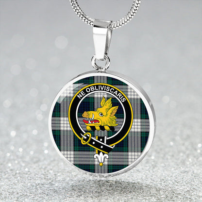 Campbell 42nd Dress Modern 2 Tartan Crest Circle Necklace