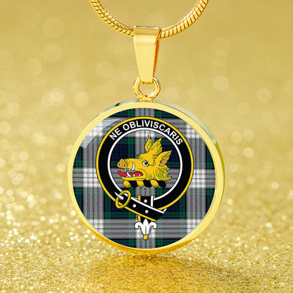 Campbell 42nd Dress Modern 2 Tartan Crest Circle Necklace