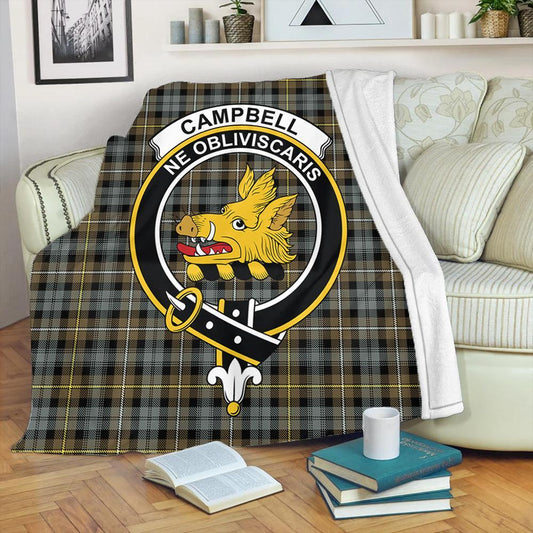 Campbell Argyll Weathered Tartan Crest Premium Blanket
