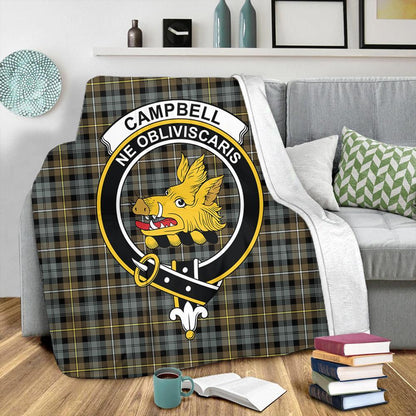 Campbell Argyll Weathered Tartan Crest Premium Blanket