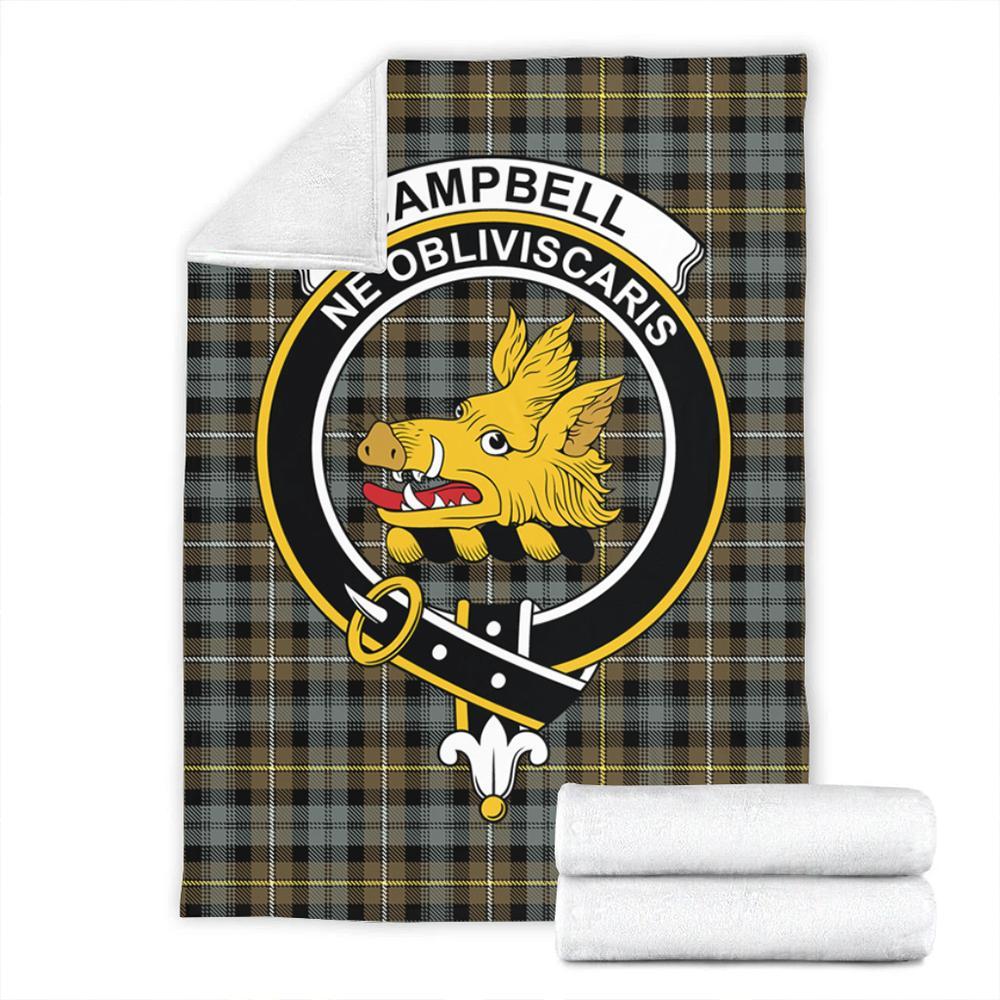 Campbell Argyll Weathered Tartan Crest Premium Blanket