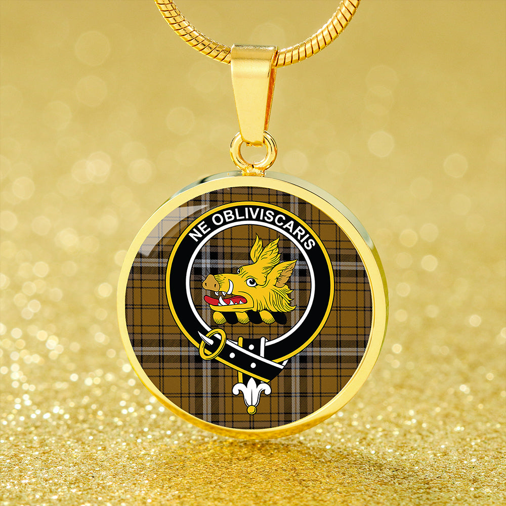 Campbell Camel Ancient 2 Tartan Crest Circle Necklace