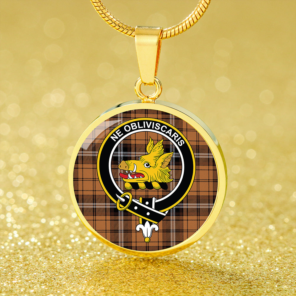 Campbell Camel Modern 2 Tartan Crest Circle Necklace