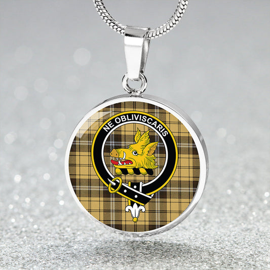 Campbell Camel Weathered 2 Tartan Crest Circle Necklace