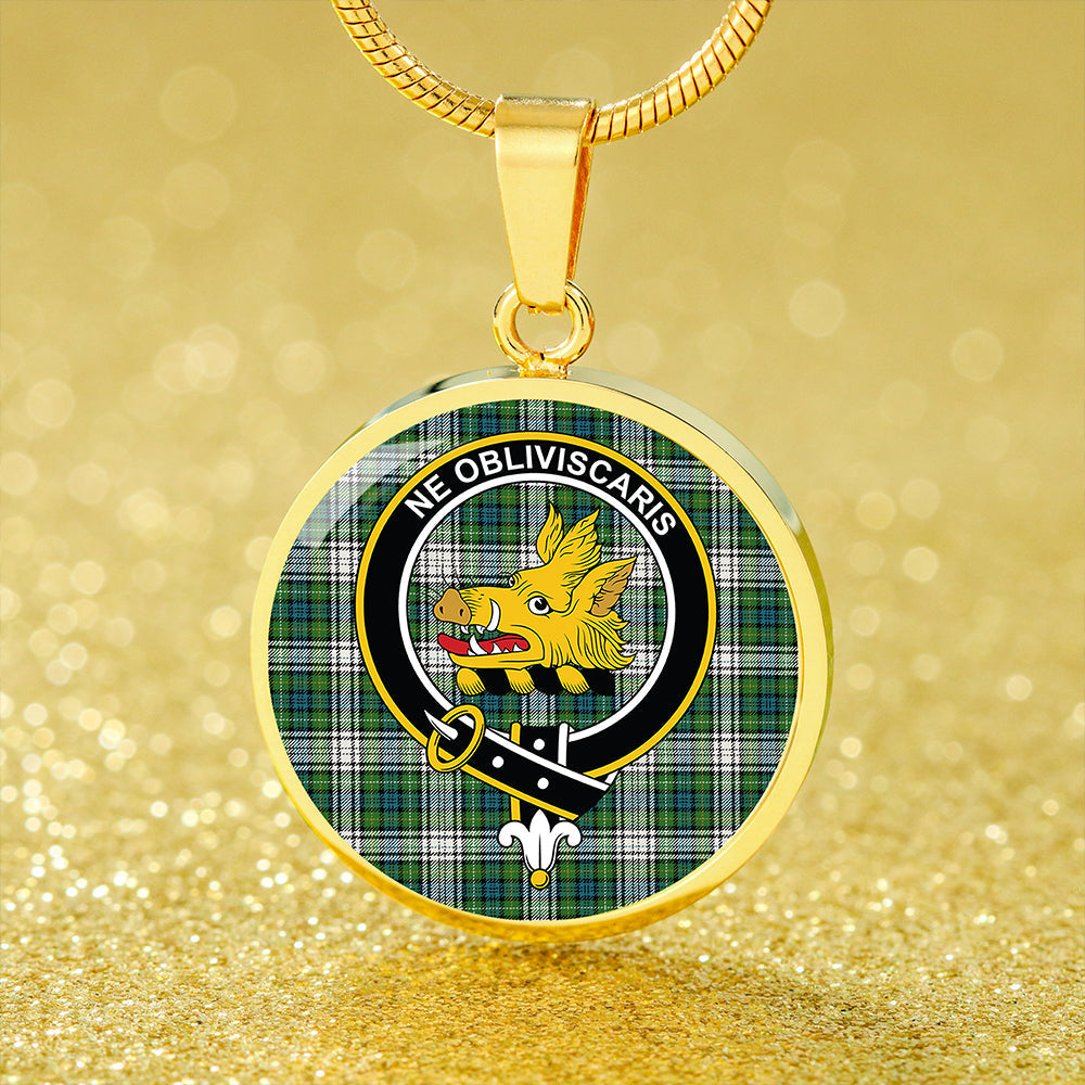 Campbell Dress Ancient 2 Tartan Crest Circle Necklace