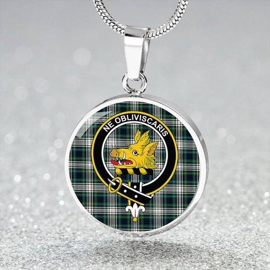 Campbell Dress Modern 2 Tartan Crest Circle Necklace