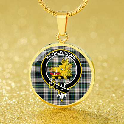 Campbell Dress #2 Modern 2 Tartan Crest Circle Necklace