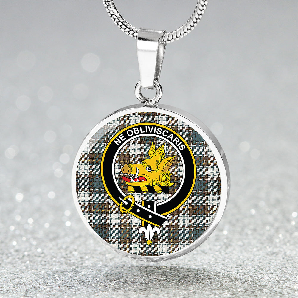 Campbell Dress #2 Weathered 2 Tartan Crest Circle Necklace