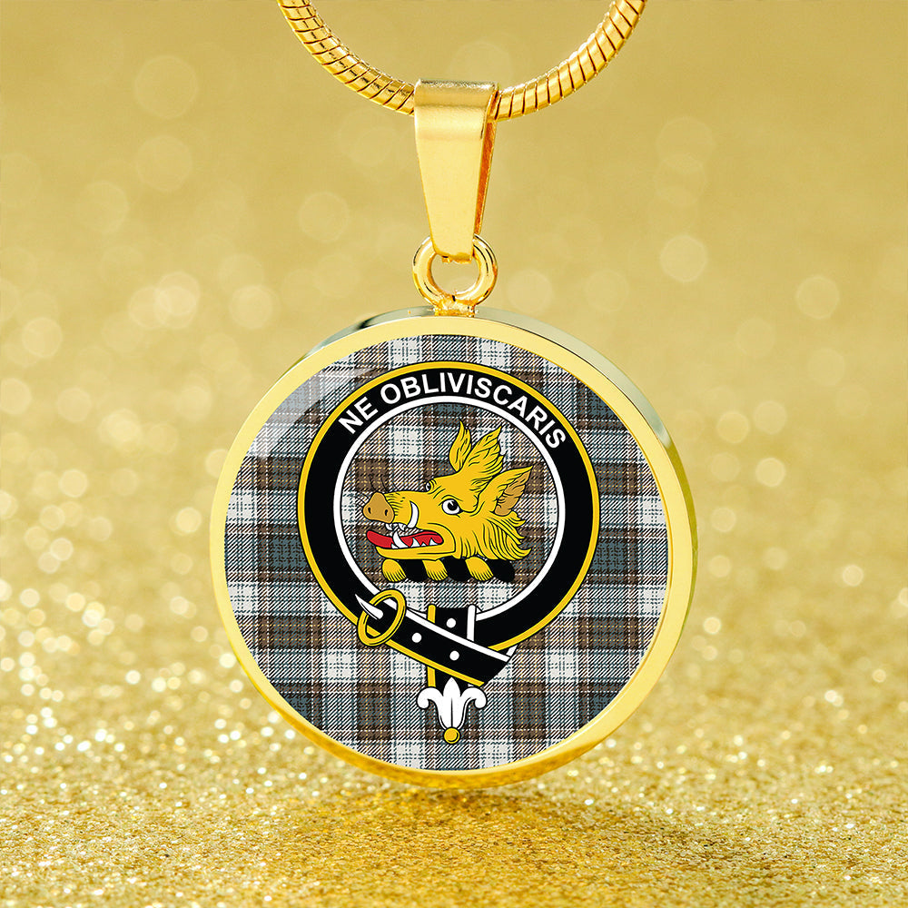 Campbell Dress #2 Weathered 2 Tartan Crest Circle Necklace