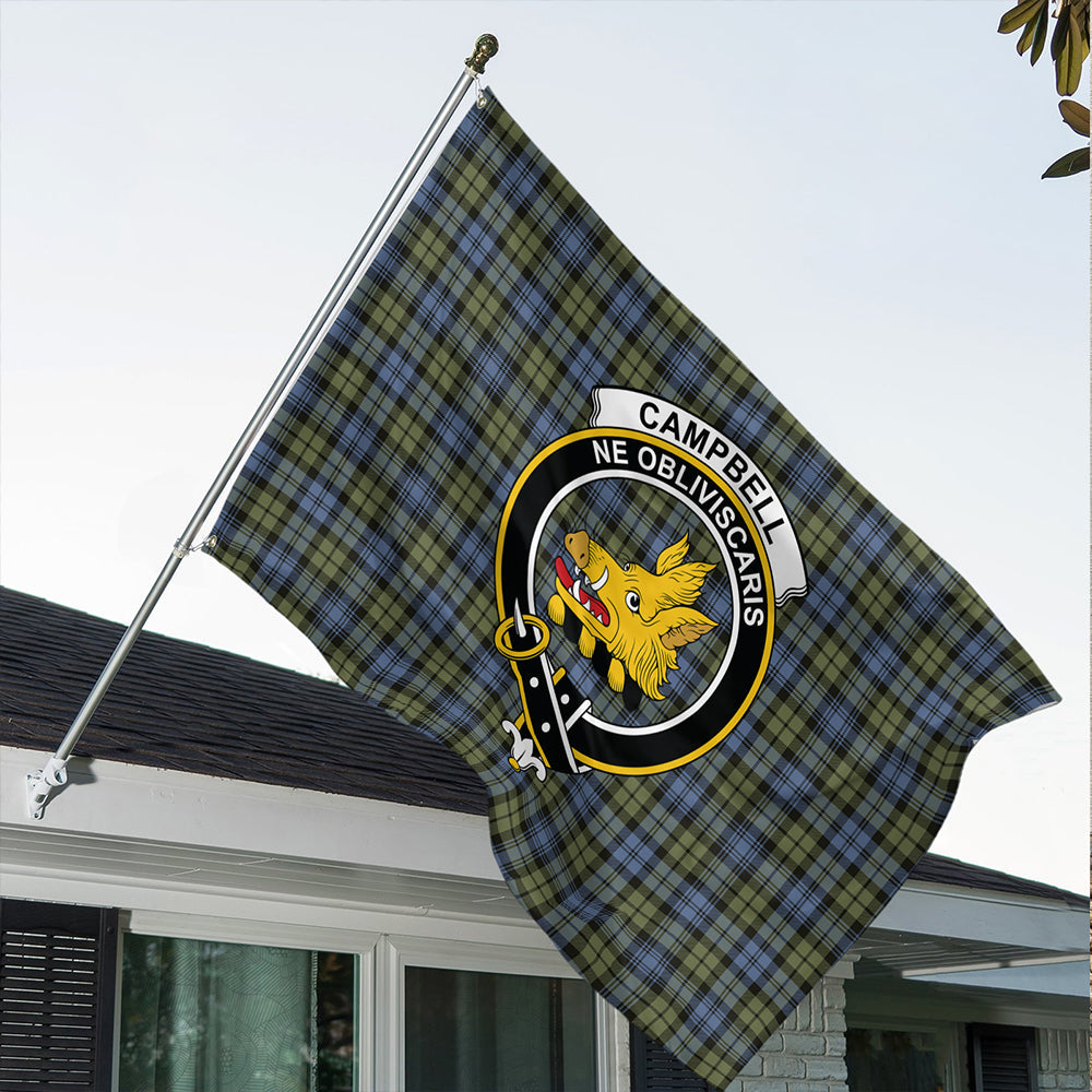 Campbell Faded Tartan Classic Crest House Flag