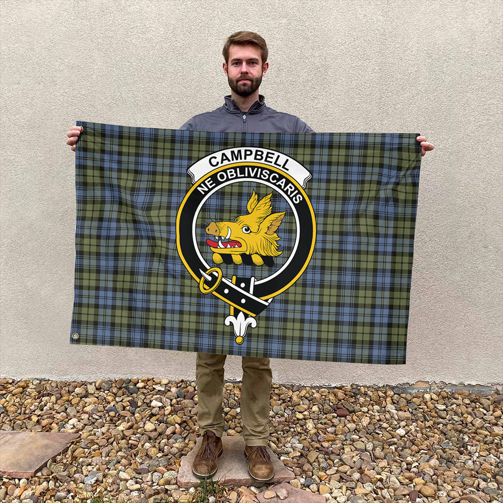 Campbell Faded Tartan Classic Crest House Flag