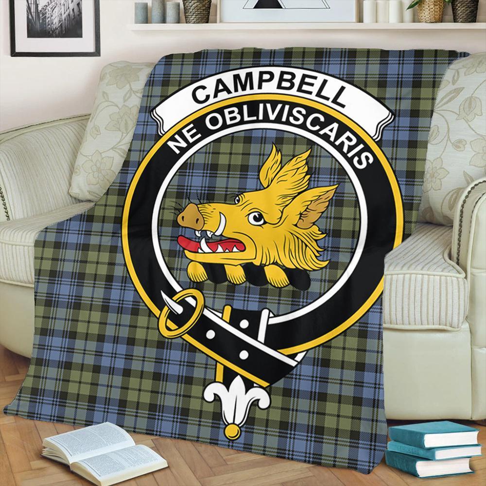 Campbell Faded Tartan Crest Premium Blanket