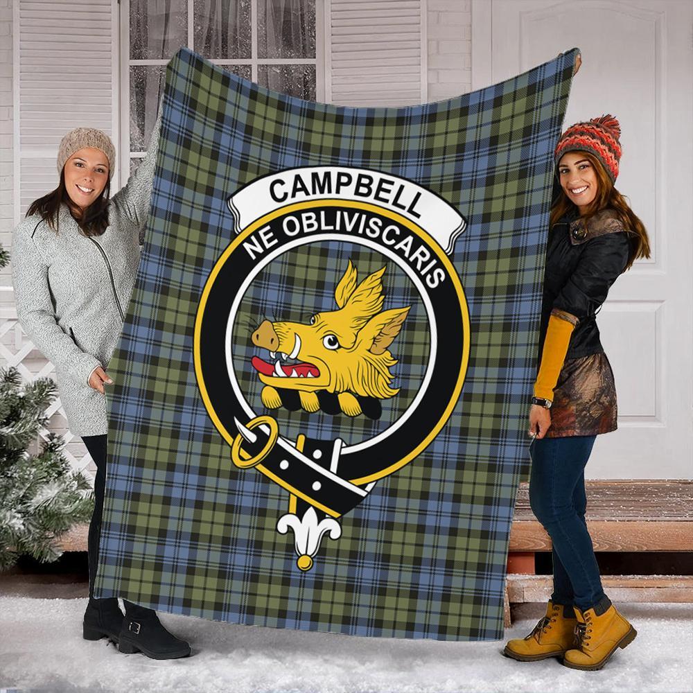 Campbell Faded Tartan Crest Premium Blanket