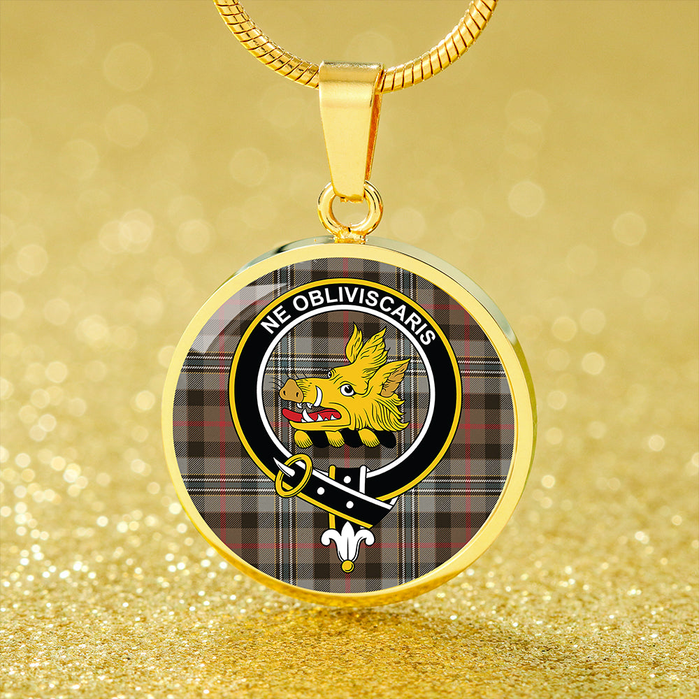 Campbell Hunting Weathered 2 Tartan Crest Circle Necklace